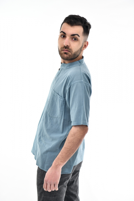 Camasa cu maneca scurta soft cotton - Albastru Prafuit [9]