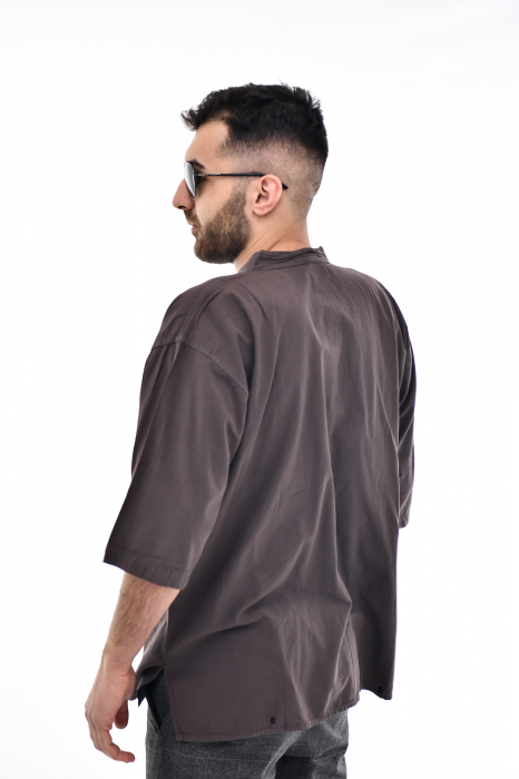 Camasa cu maneca scurta soft cotton - Albastru Prafuit [4]
