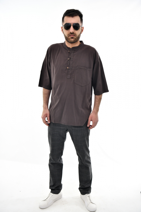 Camasa cu maneca scurta soft cotton - Albastru Prafuit [3]