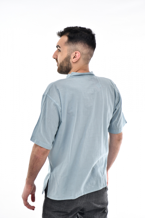 Camasa cu maneca scurta soft cotton - Albastru Prafuit [5]