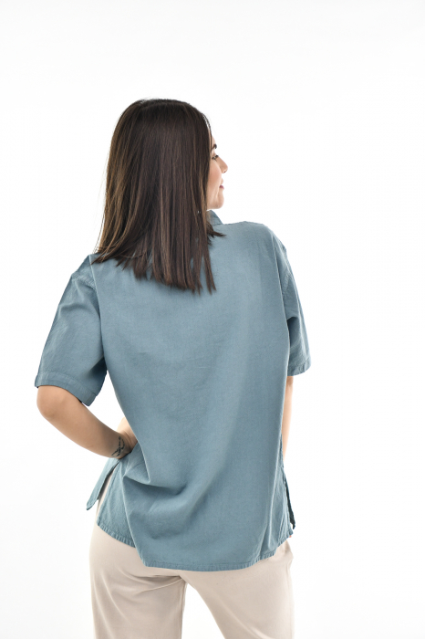 Camasa cu maneca scurta soft cotton - Albastru Prafuit [6]
