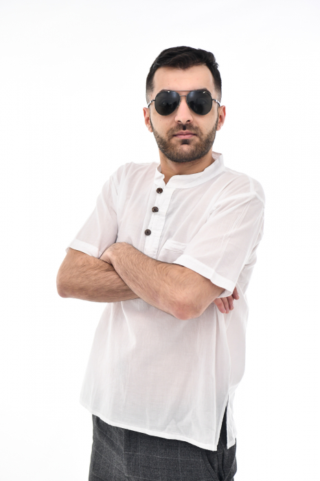 Camasa cu maneca scurta soft cotton - Albastru Prafuit [9]