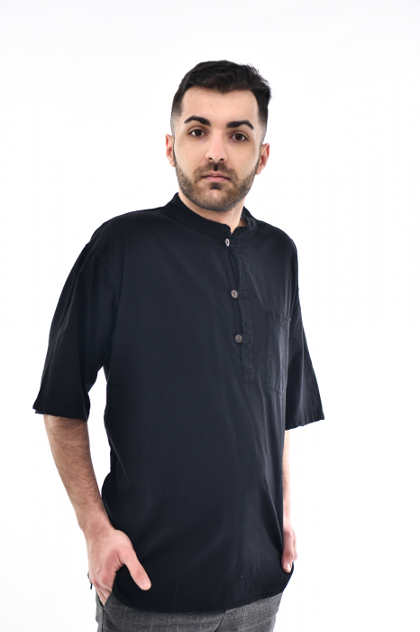 Camasa cu maneca scurta soft cotton - Albastru Prafuit [1]
