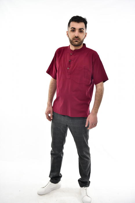 Camasa cu maneca scurta soft cotton - Albastru Prafuit [3]