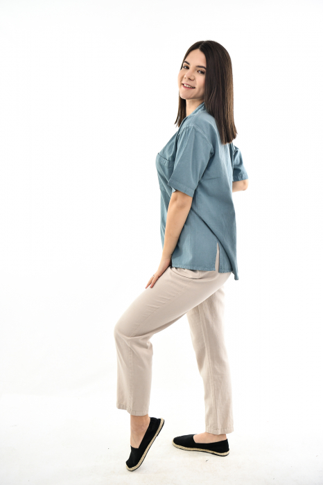 Camasa cu maneca scurta soft cotton - Albastru Prafuit [11]