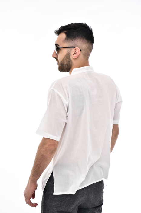 Camasa cu maneca scurta soft cotton - Albastru Prafuit [6]