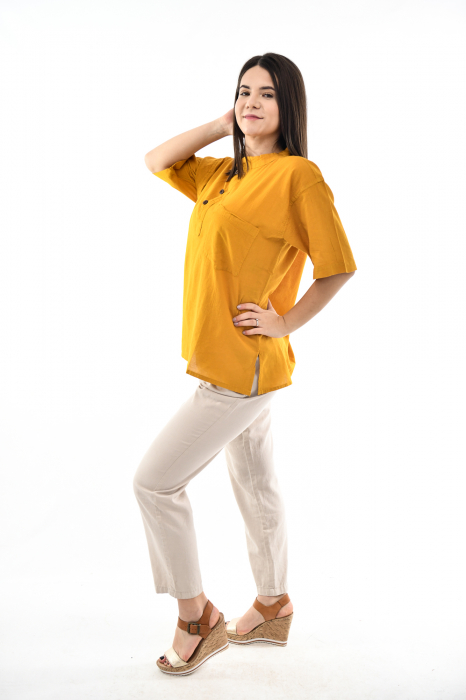 Camasa cu maneca scurta soft cotton - Albastru Prafuit [4]