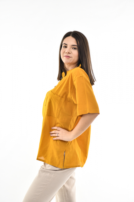 Camasa cu maneca scurta soft cotton - Albastru Prafuit [2]