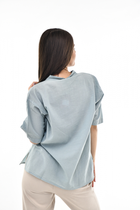Camasa cu maneca scurta soft cotton - Albastru Prafuit [9]