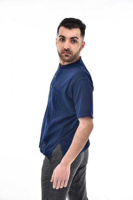 Camasa cu maneca scurta soft cotton - Albastru Prafuit [5]