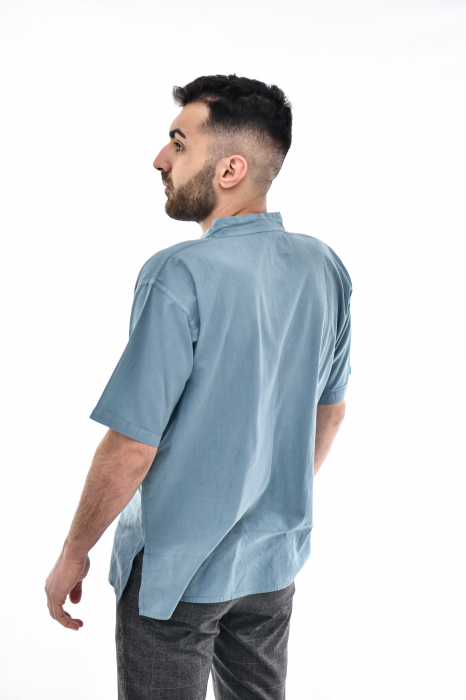 Camasa cu maneca scurta soft cotton - Albastru Prafuit [8]