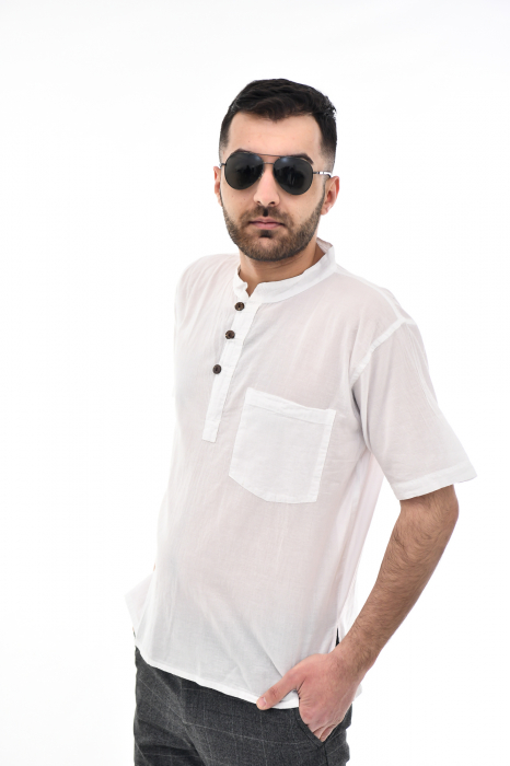 Camasa cu maneca scurta soft cotton - Albastru Prafuit [7]