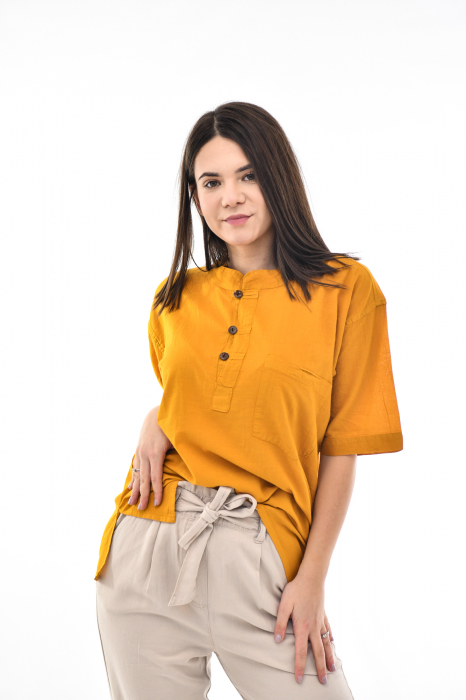 Camasa cu maneca scurta soft cotton - Albastru Prafuit [3]