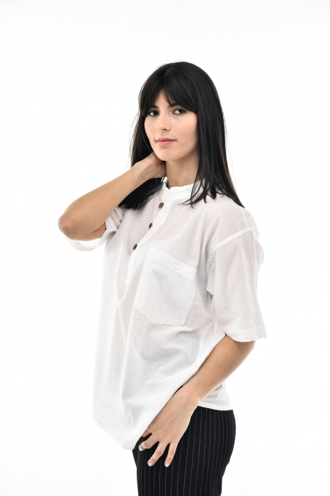 Camasa cu maneca scurta soft cotton - Albastru Prafuit [8]