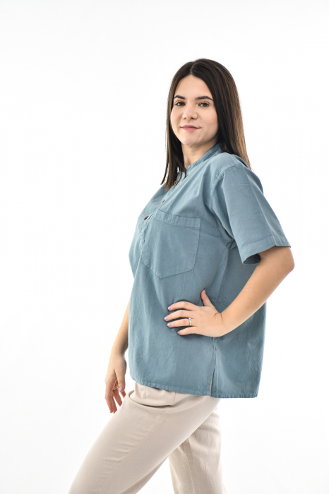 Camasa cu maneca scurta soft cotton - Albastru Prafuit [7]