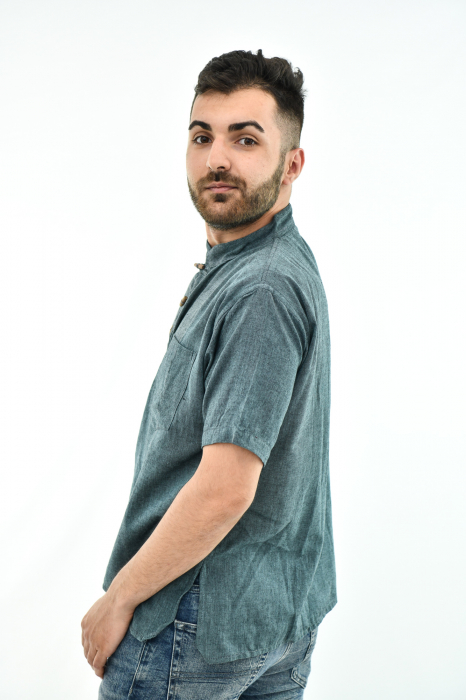 Camasa cu nasturi de lemn - Maro [8]