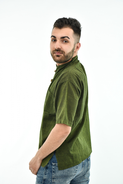Camasa cu nasturi de lemn - Maro [7]
