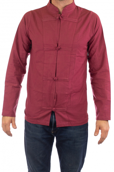 Camasa cu nod chinezesc - Chinese knot shirt - Visiniu [2]