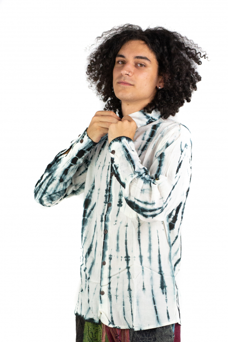 Camasa din bumba cu maneca lunga - Tye Dye print - ALB [4]