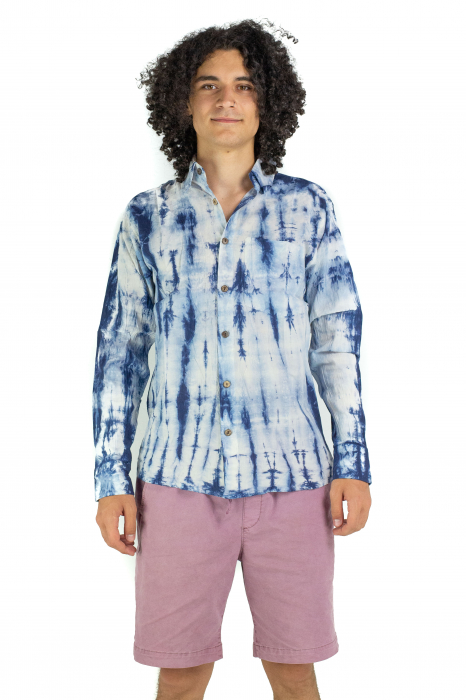 Camasa din bumbac cu maneca lunga - Tye Dye print - VERDE [2]