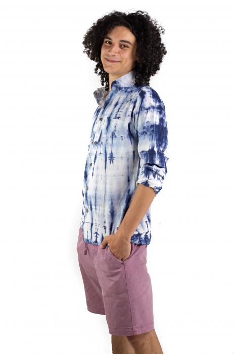Camasa din bumbac cu maneca lunga - Tye Dye print - VERDE [4]