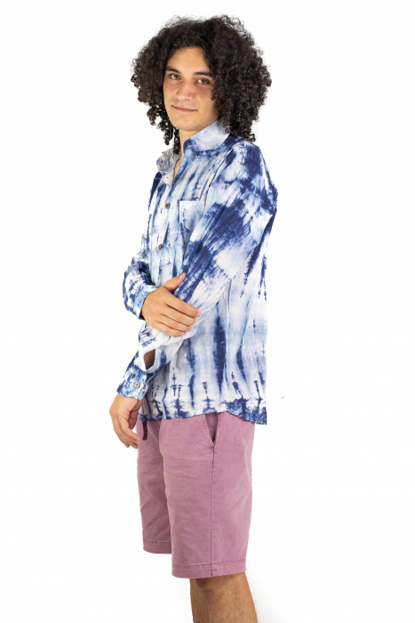Camasa din bumbac cu maneca lunga - Tye Dye print - VERDE [3]