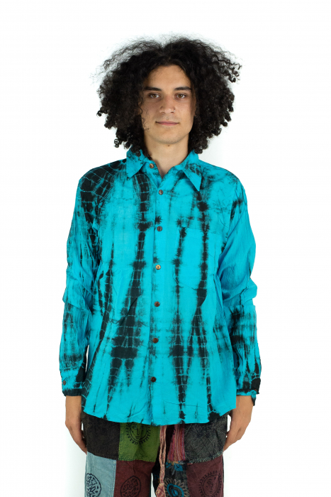 Camasa din bumba cu maneca lunga - Tye Dye print - TURCOAZ [2]