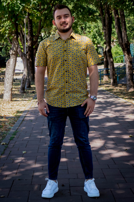 Cămașă din bumbac cu mânecă scurtă - Galben [4]