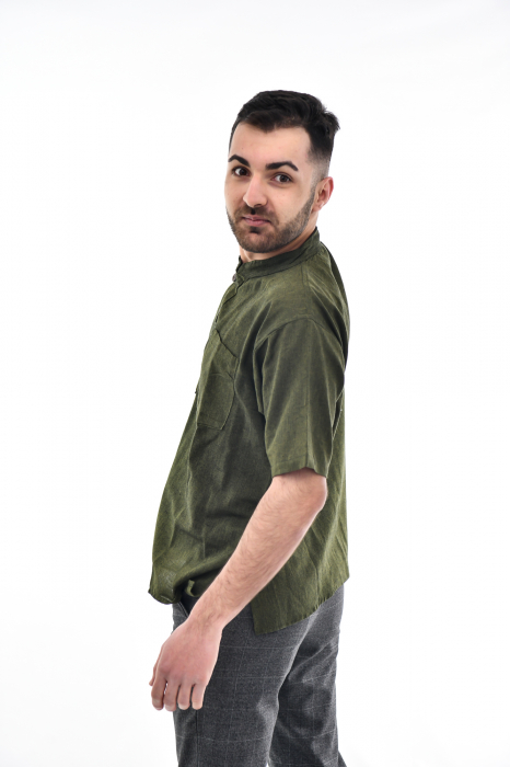 Camasa din bumbac cu maneca scurta - Visiniu [9]
