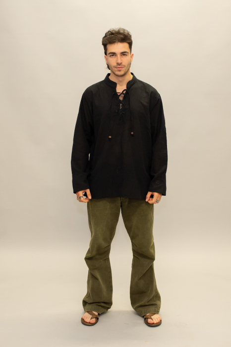 Cămașă din bumbac Relaxed Fit - Negru [2]