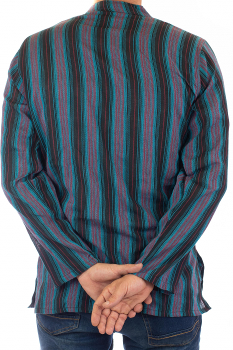 Camasa lejera de bumbac cu maneca lunga- Dungi - Multicolor [5]
