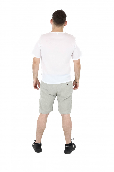 Camasa regular fit cu maneca scurta si guler in V - Alb [4]