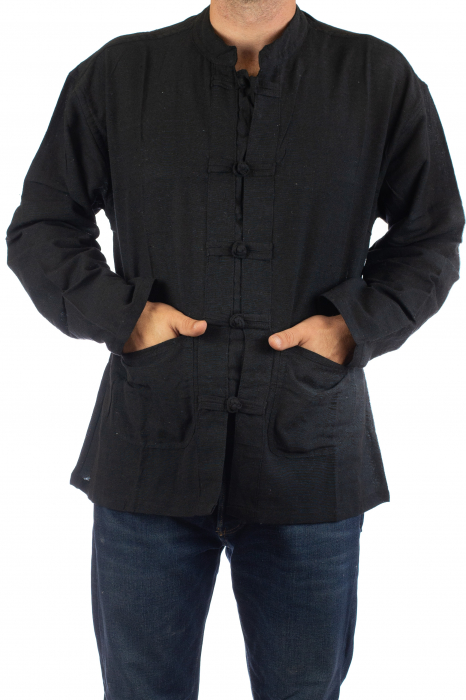 Camasa cu nod chinezesc - Chinese knot shirt - Neagra [2]