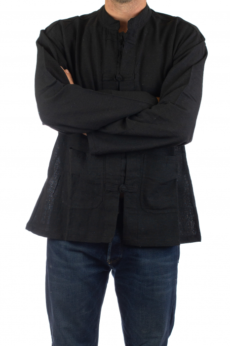 Camasa cu nod chinezesc - Chinese knot shirt - Neagra [4]