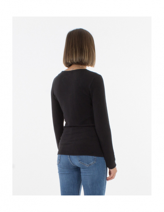 Cardigan tricot cu nasturi material pufos - Negru [3]