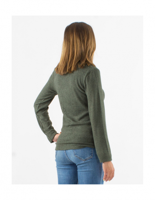 Cardigan tricot cu nasturi material pufos - Khaki [3]