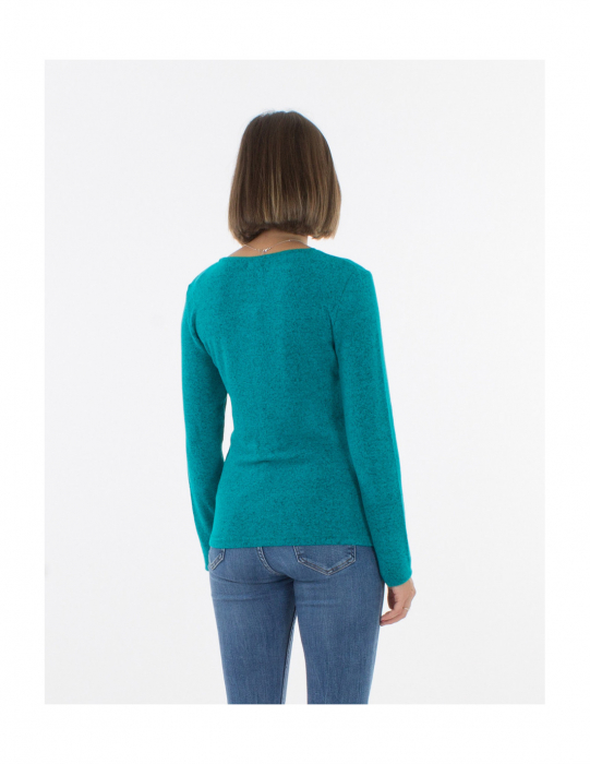 Cardigan tricot cu nasturi material pufos - Smarald [5]