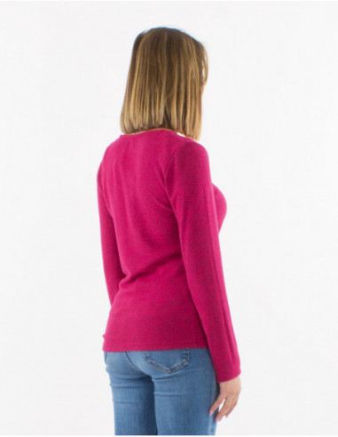 Cardigan tricot cu nasturi material pufos -Zmeură [3]