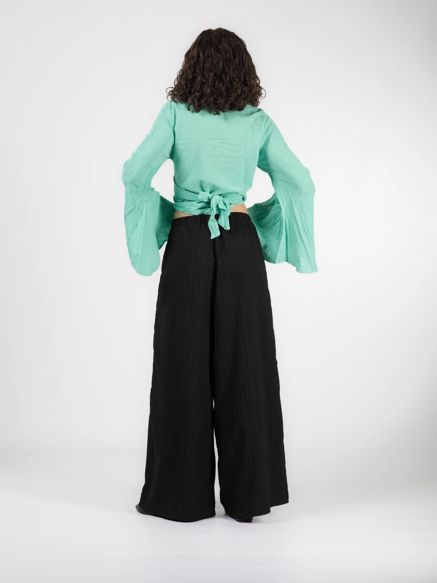 Crop Top Boho cu Mâneci Tip Clopot - Mentă [6]