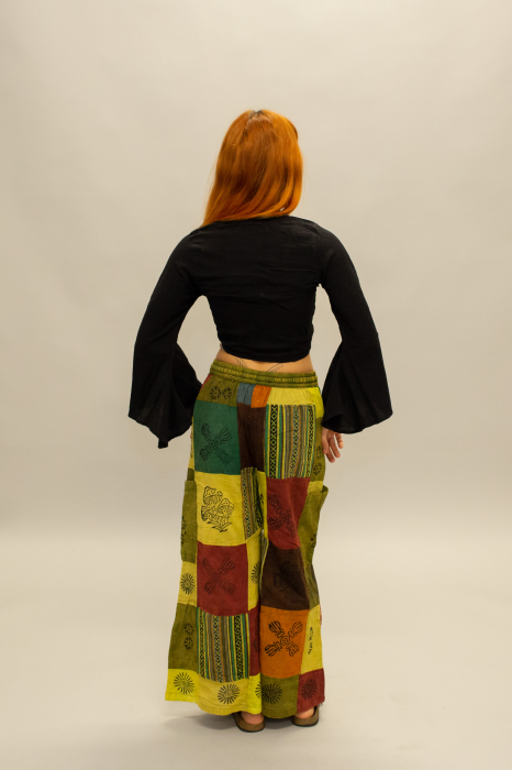Crop Top Boho din Bumbac cu Mâneci Largi și Prindere în Față - Alb [2]