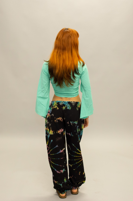 Crop Top Boho din Bumbac cu Mâneci Largi și Prindere în Față - Alb [4]
