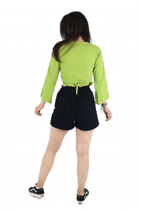 Crop top din bumbac într-o culoare - Lime [4]