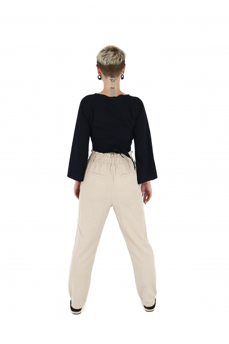Crop top din bumbac într-o culoare - Negru [5]