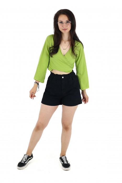 Crop top din bumbac într-o culoare - Lime [5]