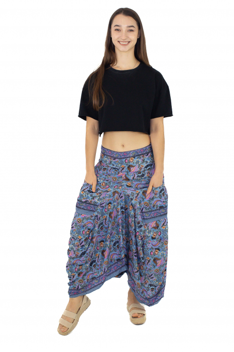 Fusta asimetrica din material fluid cu print floral - Model 15 [2]