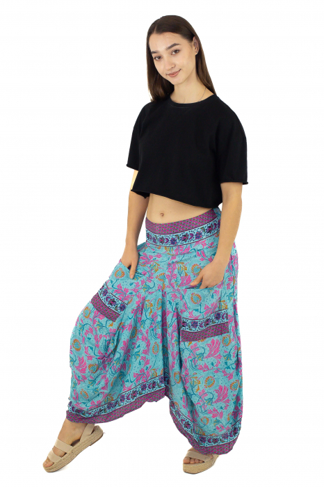 Fusta asimetrica din material fluid cu print floral - Model 18 [3]