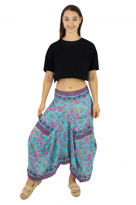 Fusta asimetrica din material fluid cu print floral - Model 18 [2]