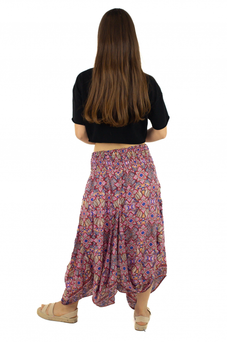 Fusta asimetrica din material fluid cu print floral - Model 20 [4]
