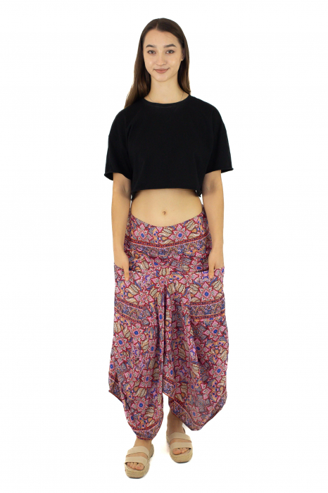 Fusta asimetrica din material fluid cu print floral - Model 20 [2]