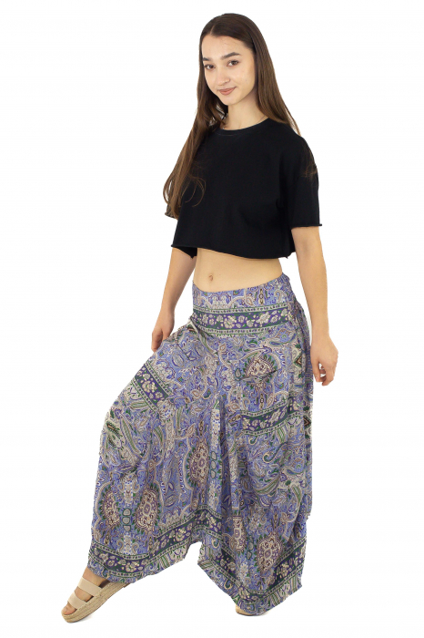 Fusta asimetrica din material fluid cu print floral - Model 22 [3]